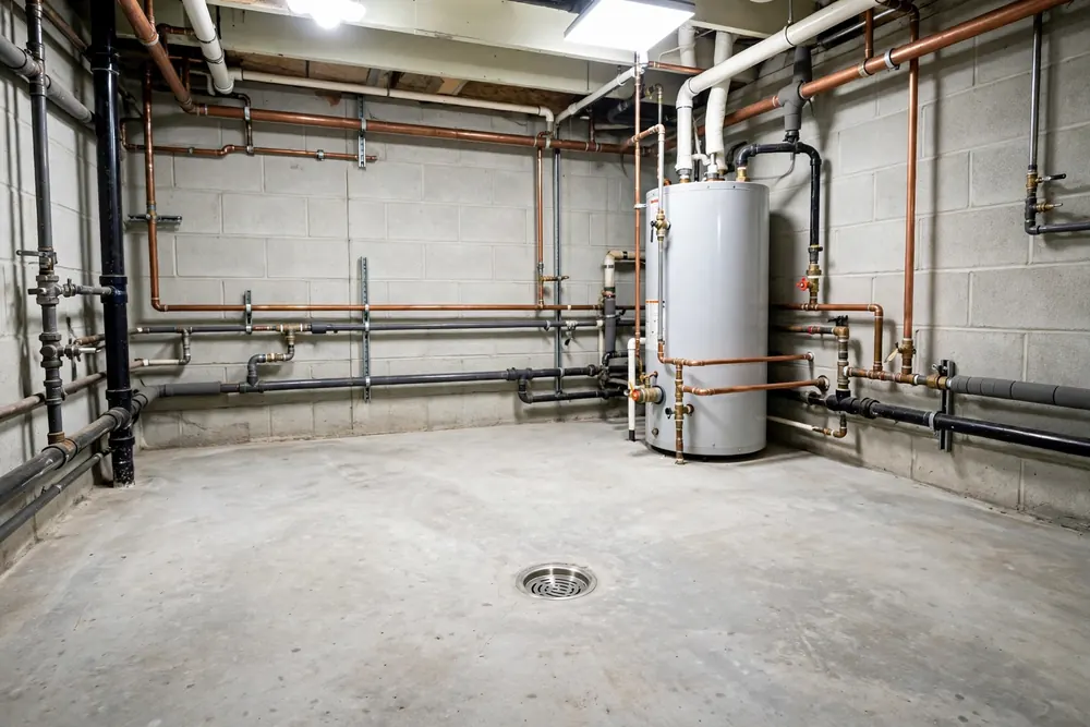 After: the fixed result in a basement drain