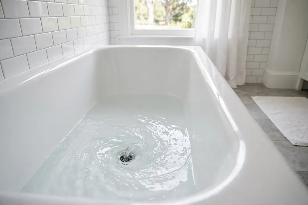 After: the fixed result in a bathroom drain