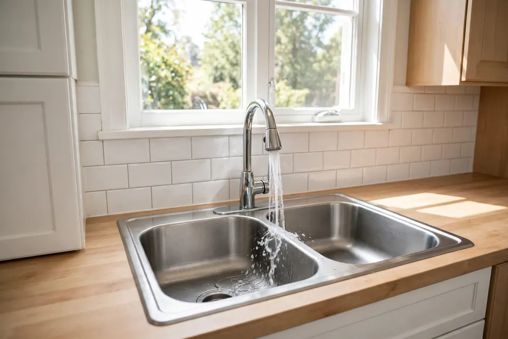 After: the fixed result in a kitchen drain