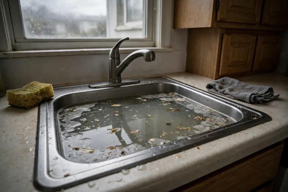 Before: the problem in a kitchen drain