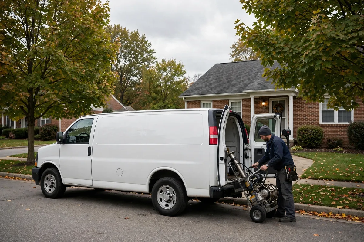 Drain Cleaning Alledonia, OH — a pro running a drain machine at an outdoor cleanout