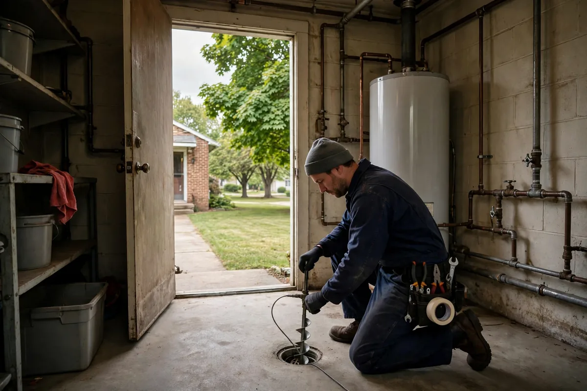 Drain Cleaning Alliance, OH — a technician with a sewer camera at a yard cleanout
