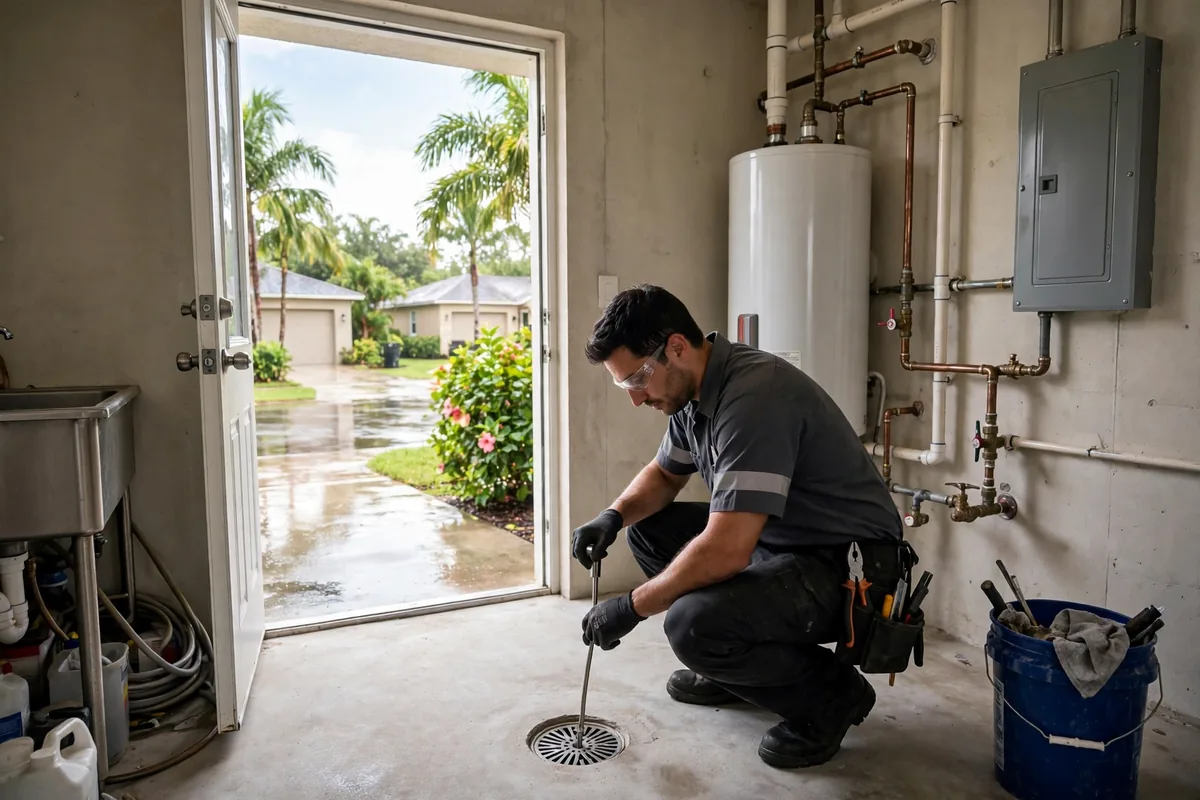 Drain Cleaning Apollo Beach, FL — a technician with a sewer camera at a yard cleanout