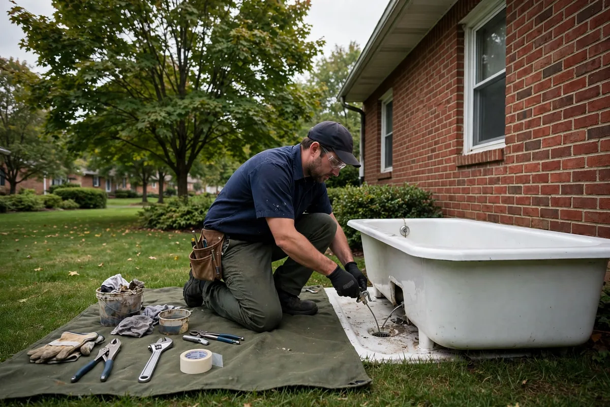 Drain Cleaning Aurora, OH — a technician clearing a drain at a home cleanout